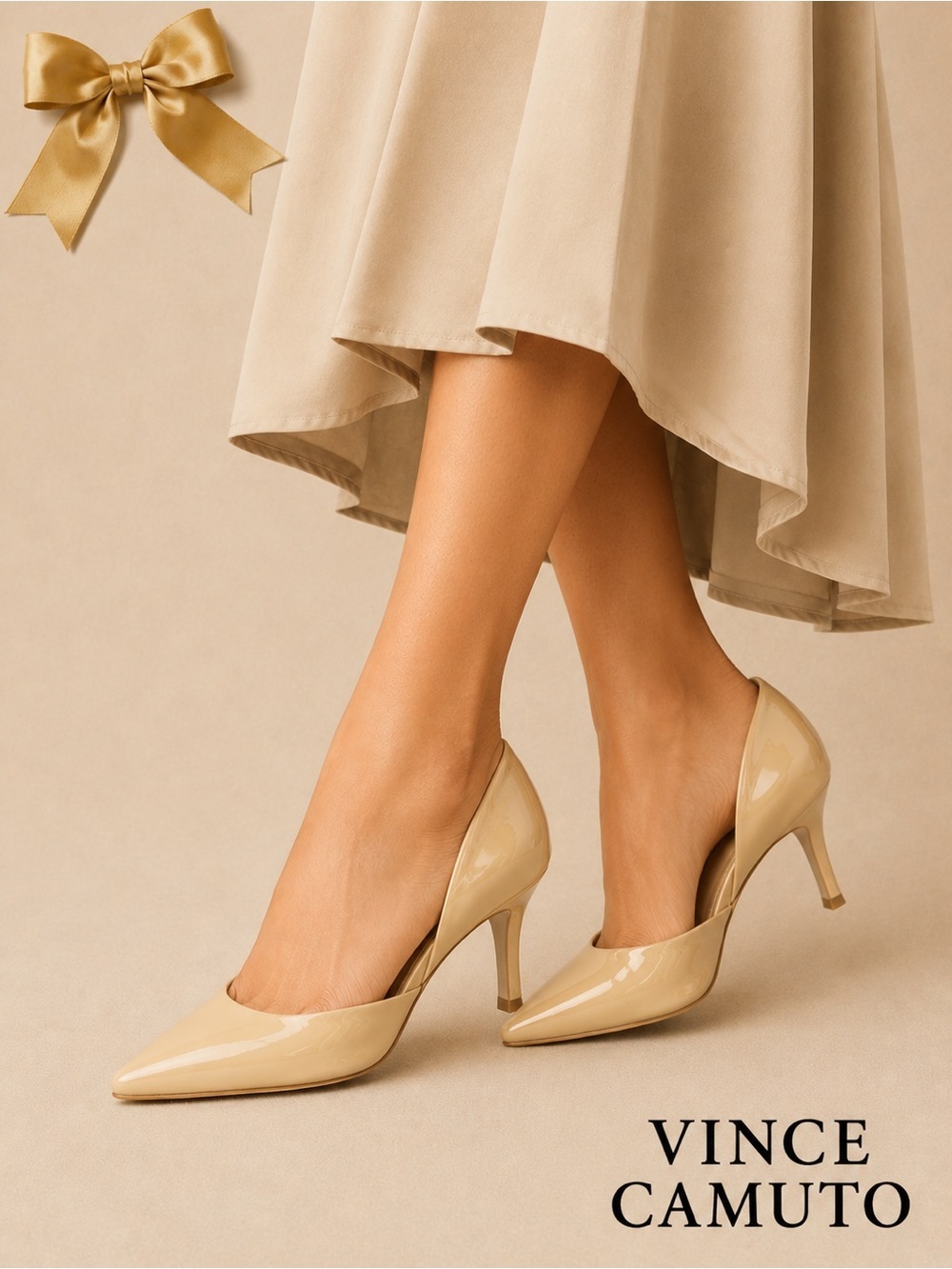 VINCE Camuto KARALA Almond Pointed Toe Pumps Cream Slim Heel Size: 7M
